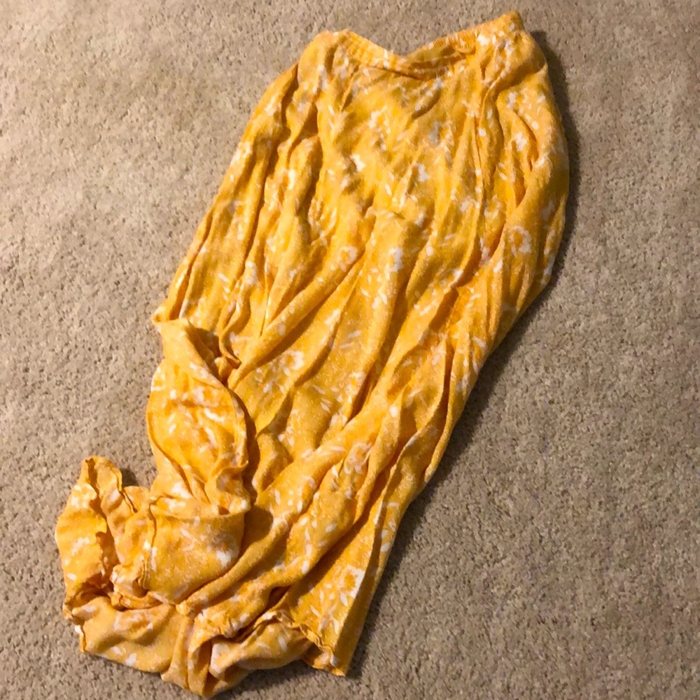 Yellow hi-lo maxi skirt with mini liner